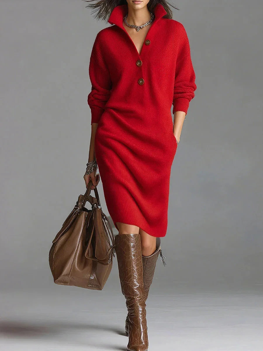 Norlyn™ | Chique Geribde Midi Jurk – Tijdloze Elegantie