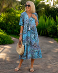 Iris™ | Airy Tummy-Camouflaging Midi Dress with Print