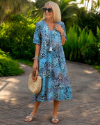 Iris™ | Airy Tummy-Camouflaging Midi Dress with Print