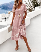 Lina™ | Buikcamouflerende Vintage Midi Jurk