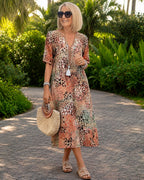 Iris™ | Airy Tummy-Camouflaging Midi Dress with Print
