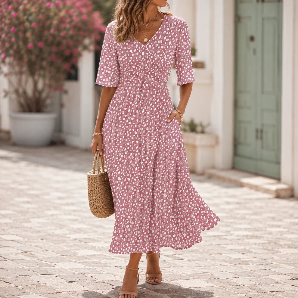 Tess™ | Elegante Midi Jurk Met Buikcamouflerend Design