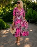 Iris™ | Airy Tummy-Camouflaging Midi Dress with Print