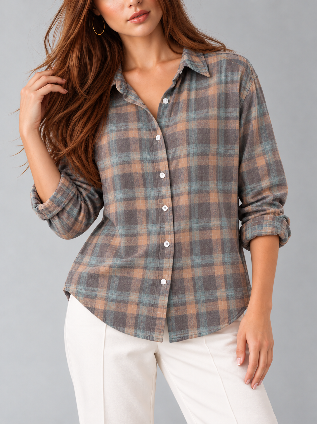 Tessa™ | Klassieke Tartan Blouse met Knopen
