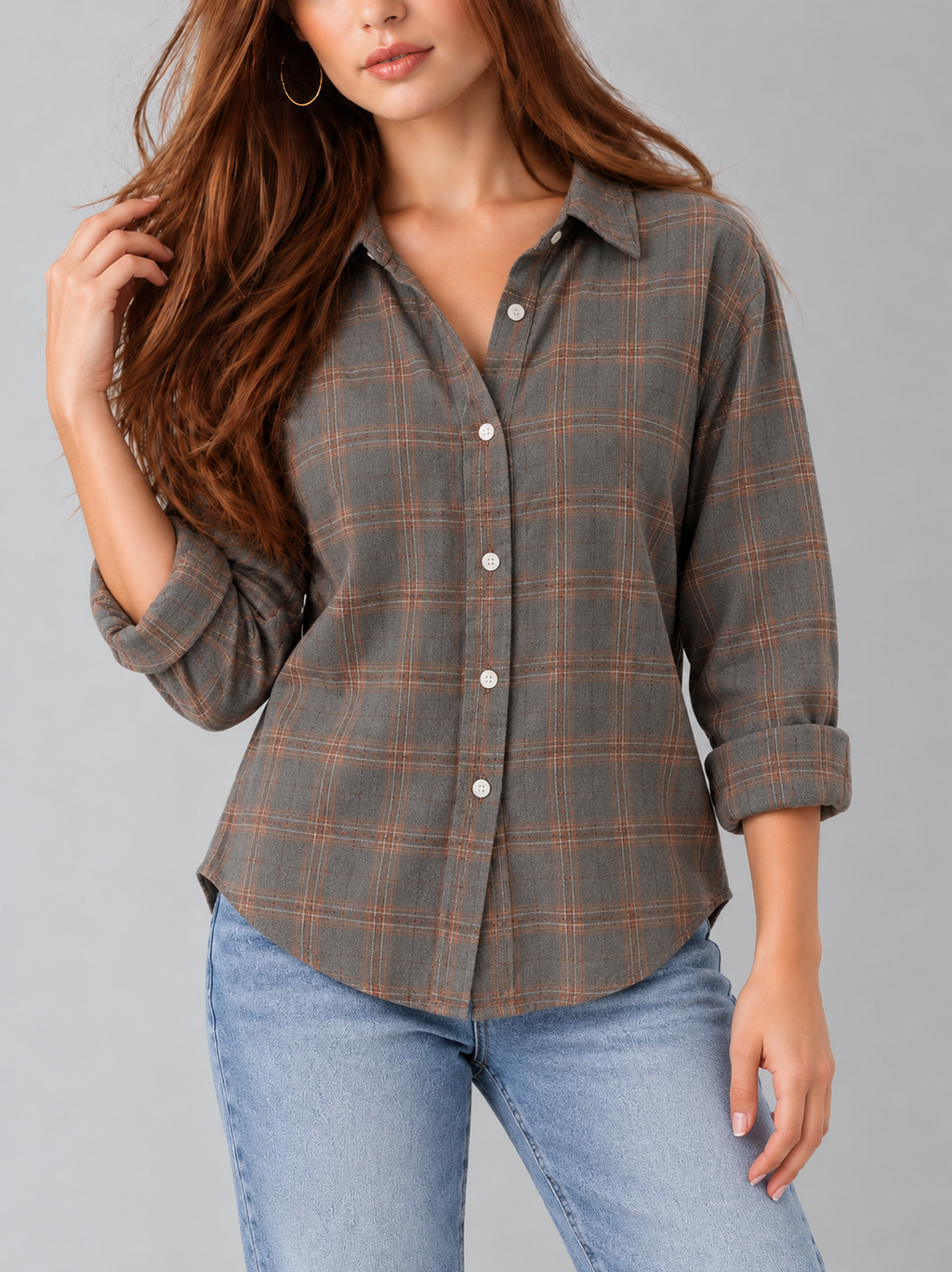 Tessa™ | Klassieke Tartan Blouse met Knopen