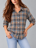 Autumn™ | Klassieke Geruite Blouse met Knopen