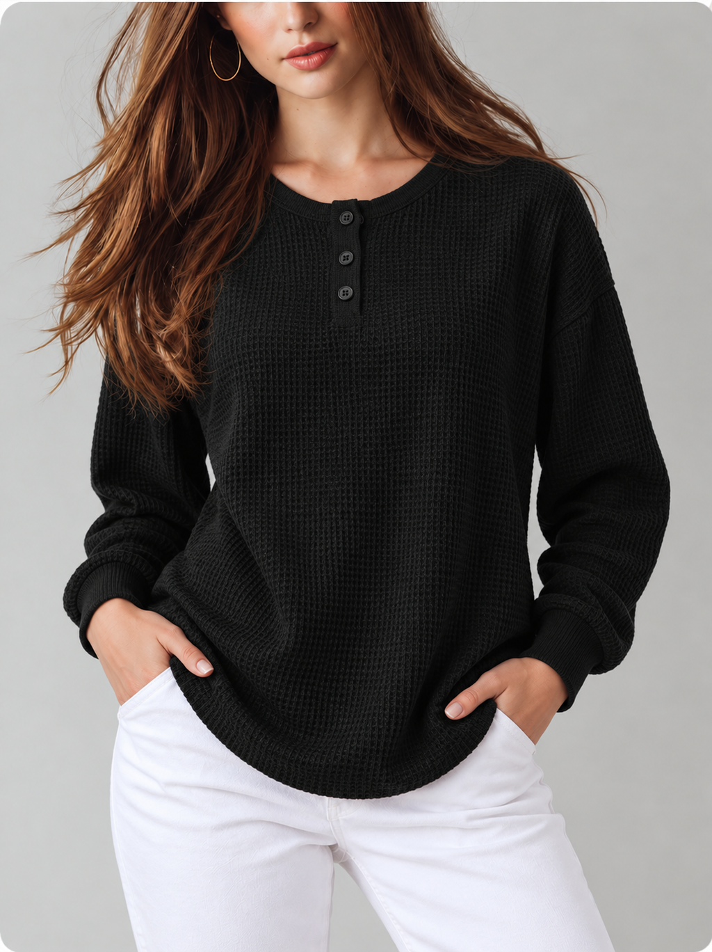 Emery™ | Wafelgebreide Henley Top