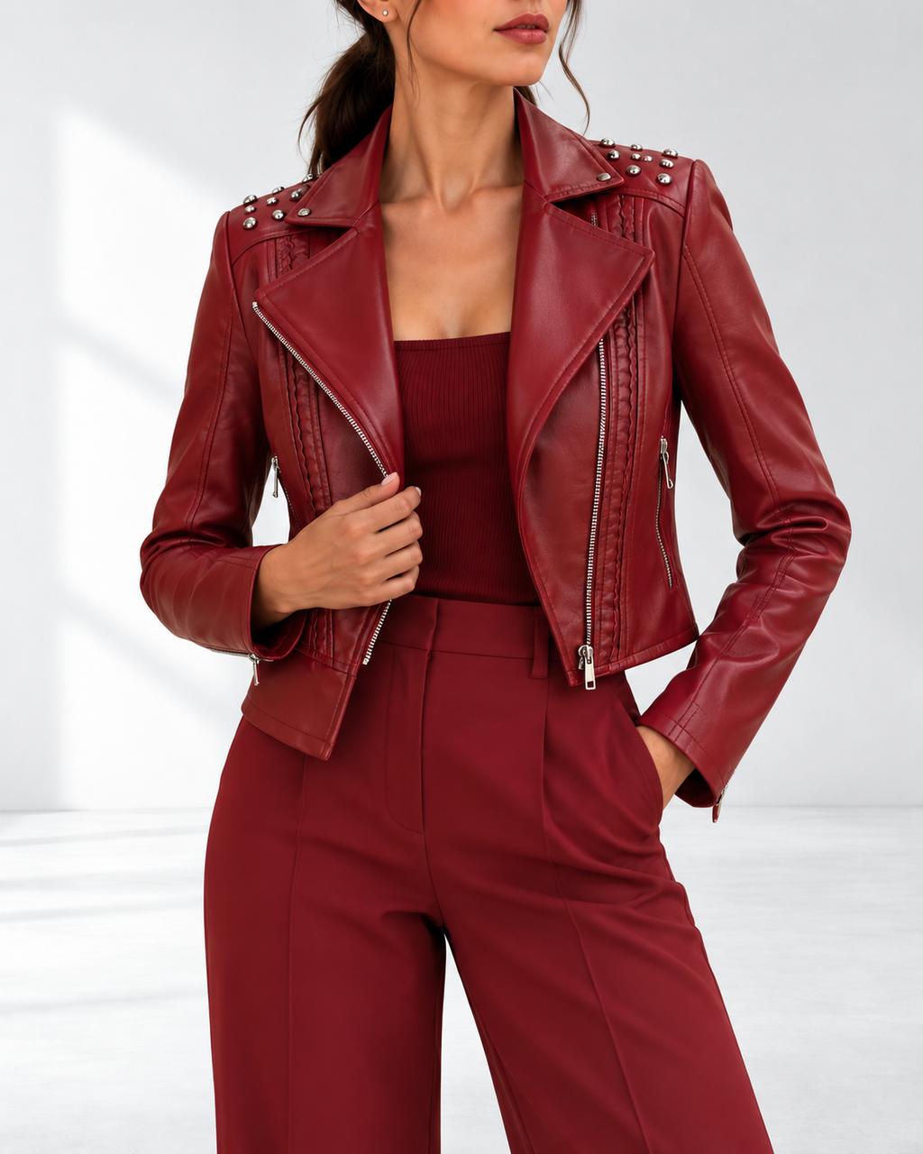 Valeria™ | Kort Bikerjack met Studs