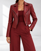 Serena™ | Kort Bikerjack met Veterdetail