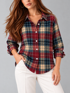 Autumn™ | Klassieke Geruite Blouse met Knopen