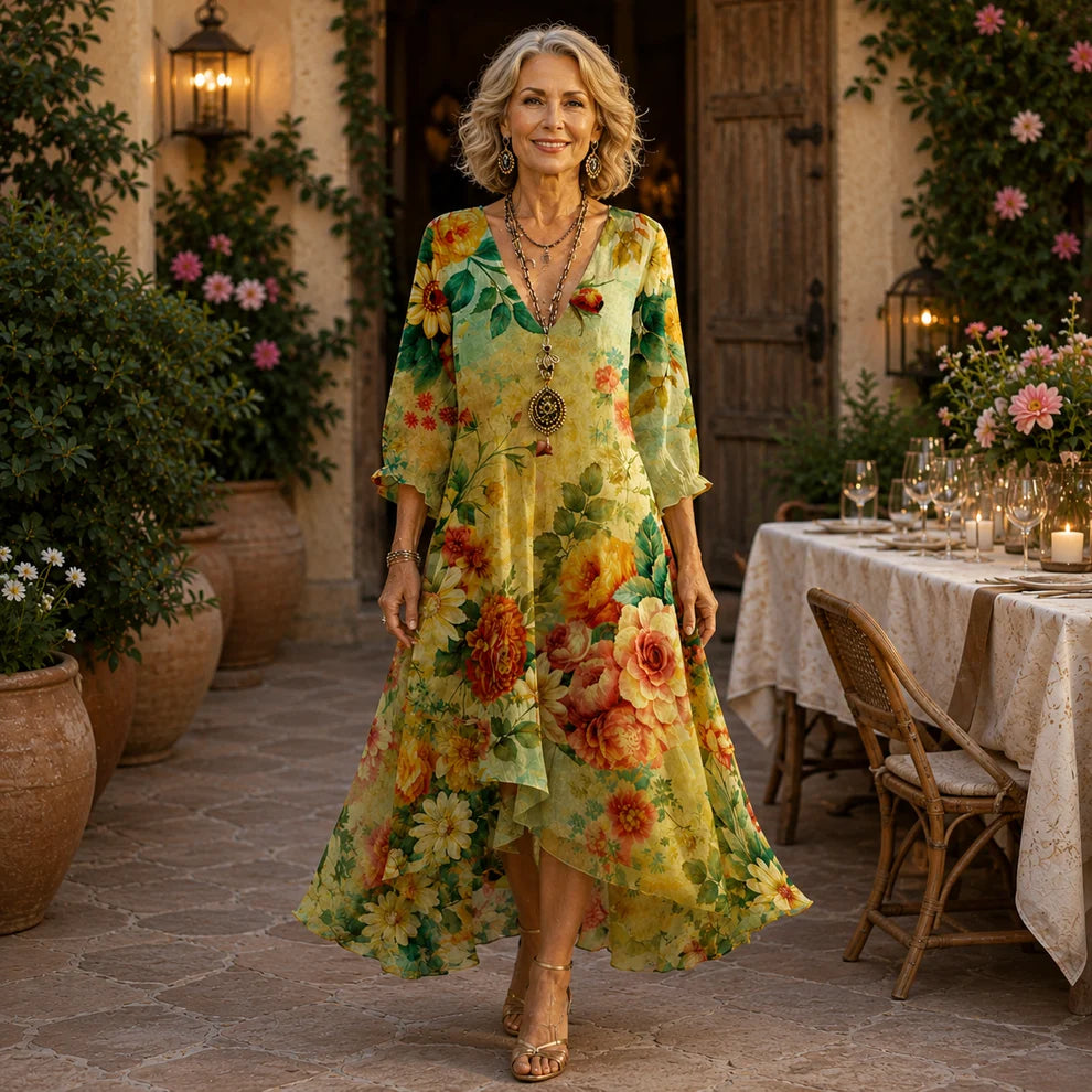 Jolene™ | Elegante Buikcamouflerende Bloemen Jurk