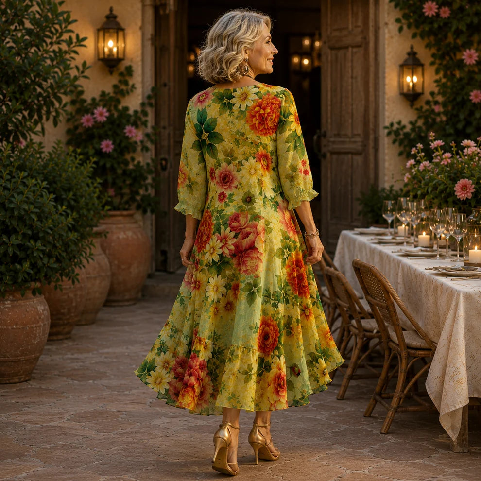 Jolene™ | Elegante Buikcamouflerende Bloemen Jurk
