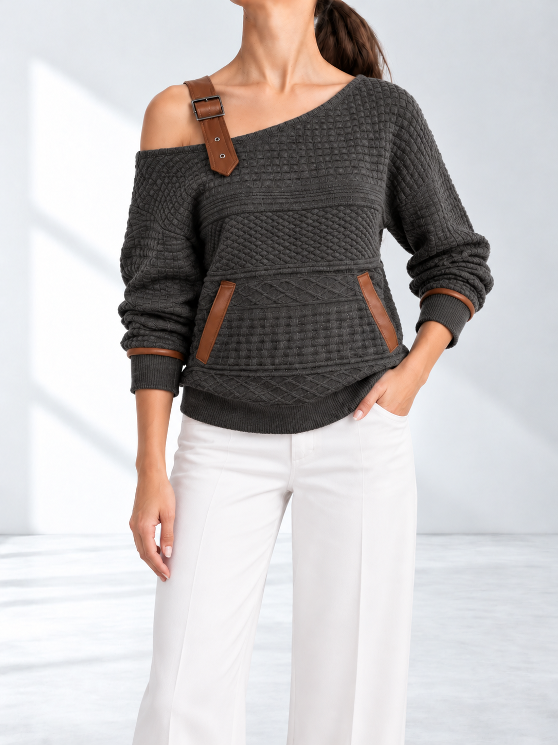 Dakota™ | One-Shoulder Sweater met Textuur
