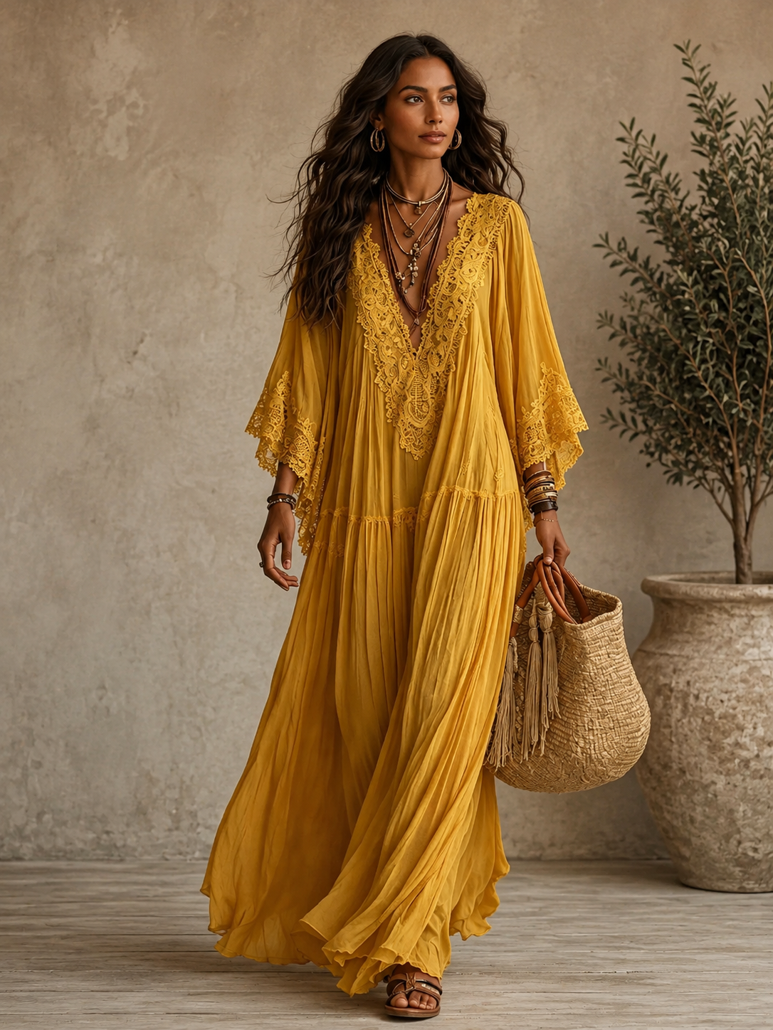 Sienna™ | Kanten Maxi Jurk