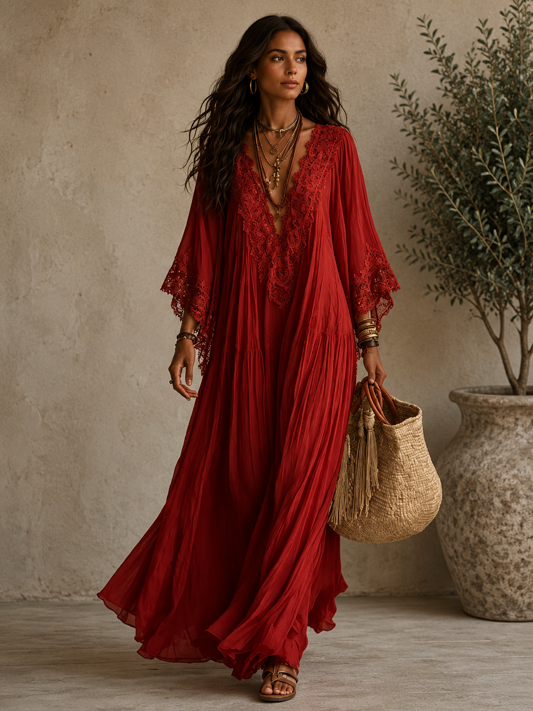Sienna™ | Kanten Maxi Jurk