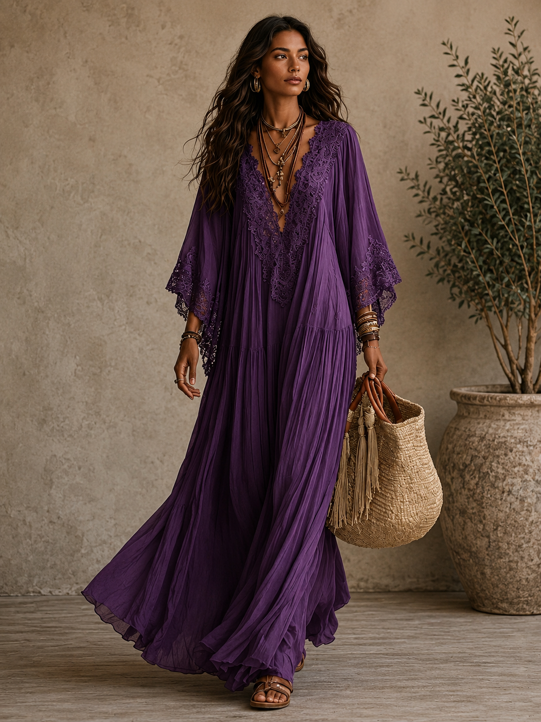 Sienna™ | Kanten Maxi Jurk