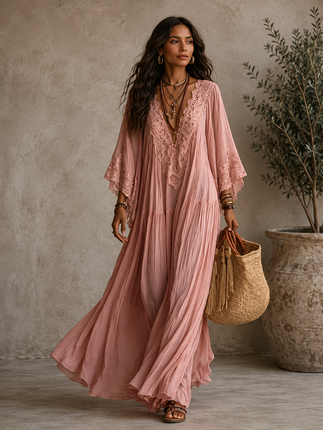 Sienna™ | Kanten Maxi Jurk