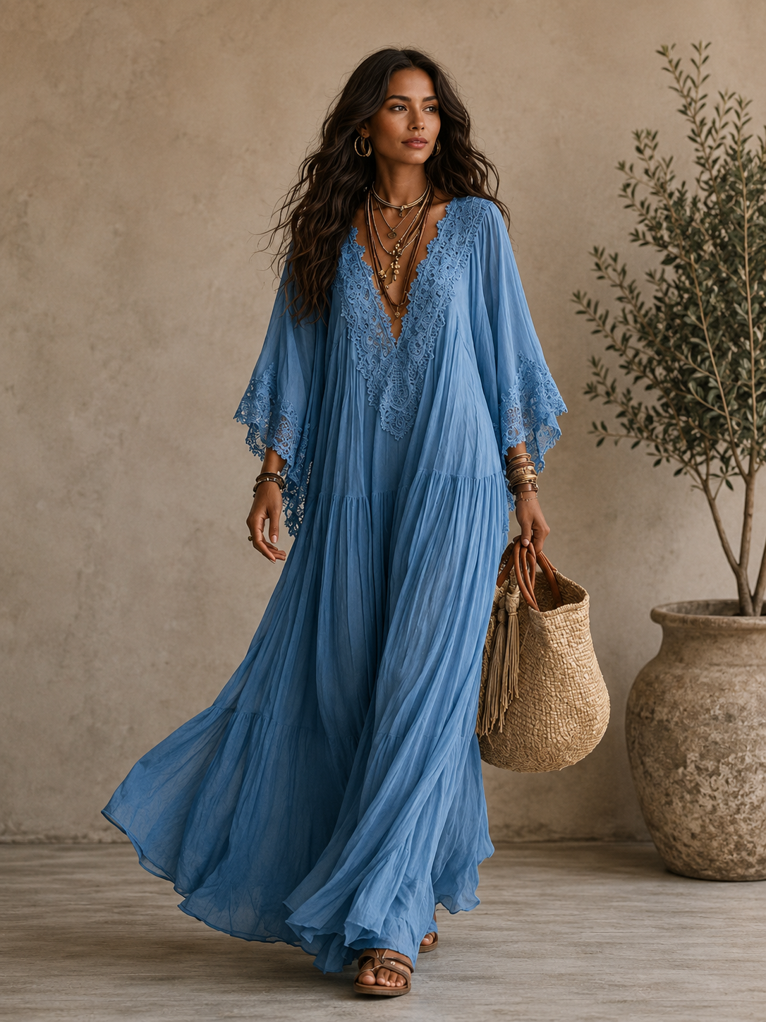 Sienna™ | Kanten Maxi Jurk