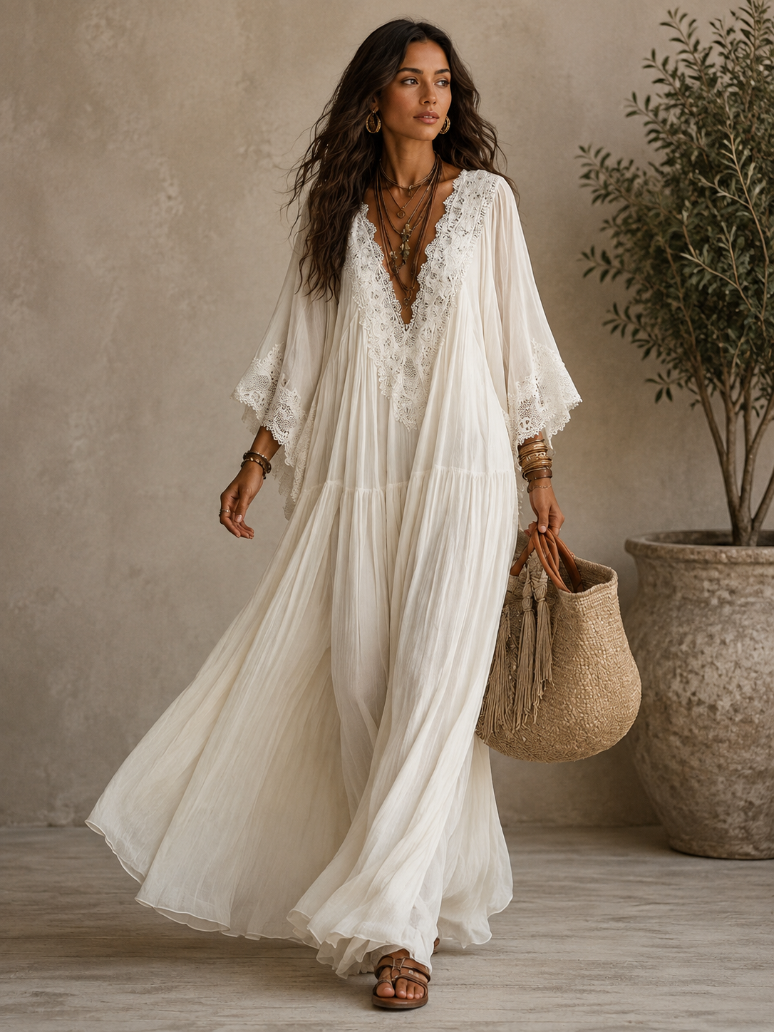 Sienna™ | Kanten Maxi Jurk