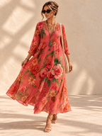 Jolene™ | Elegante Buikcamouflerende Bloemenjurk