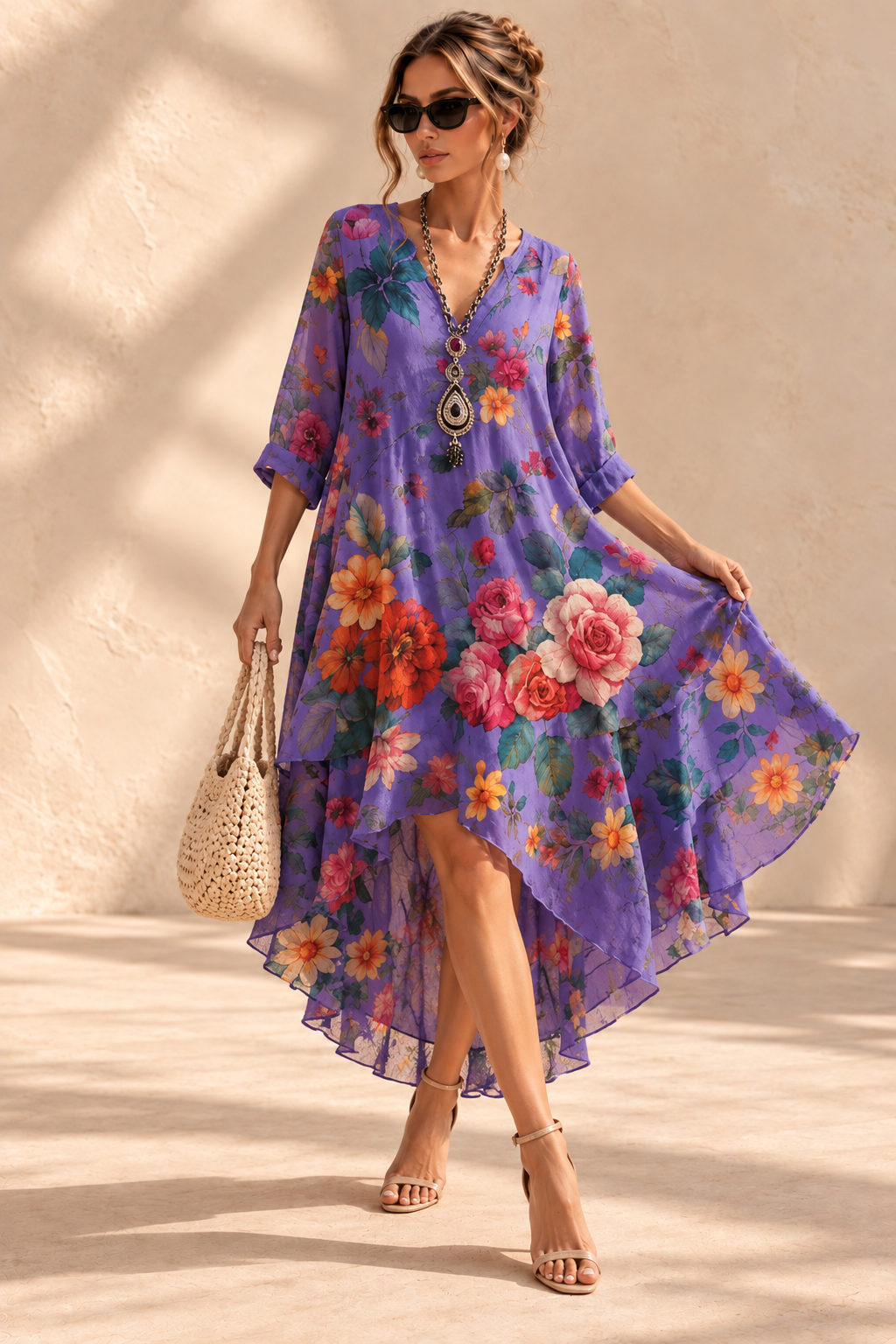 Jolene™ | Elegante Buikcamouflerende Bloemenjurk