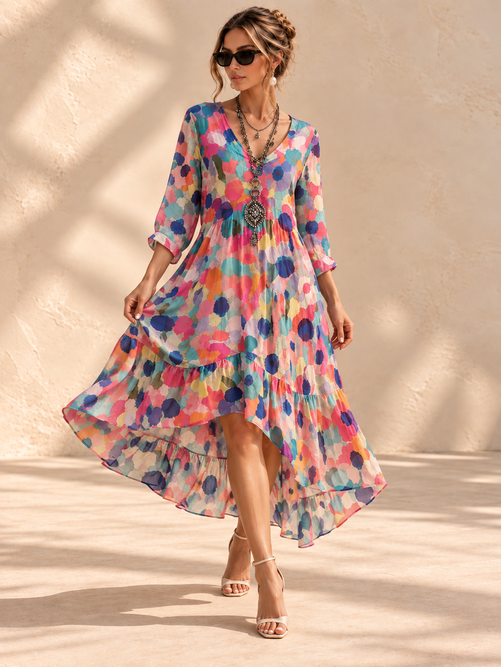 Jolene™ | Elegante Buikcamouflerende Bloemenjurk
