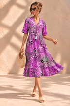Iris™ | Luchtige Buikcamouflerende Midi-jurk met Print