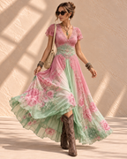 Noraya™ | Stijlvolle Vintage-geïnspireerde Boho Jurk – Verfijnde Vrijheid in Stijl