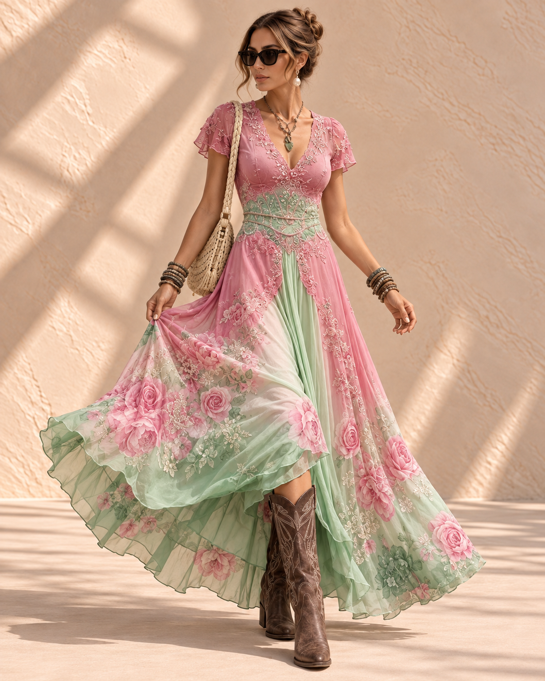 Noraya™ | Stijlvolle Vintage-geïnspireerde Boho Jurk – Verfijnde Vrijheid in Stijl