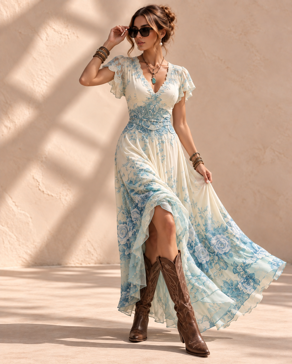 Noraya™ | Stijlvolle Vintage-geïnspireerde Boho Jurk – Verfijnde Vrijheid in Stijl