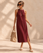 Isadora™ | Soepelvallende Geborduurde Midi-jurk