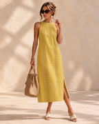 Isadora™ | Soepelvallende Geborduurde Midi-jurk