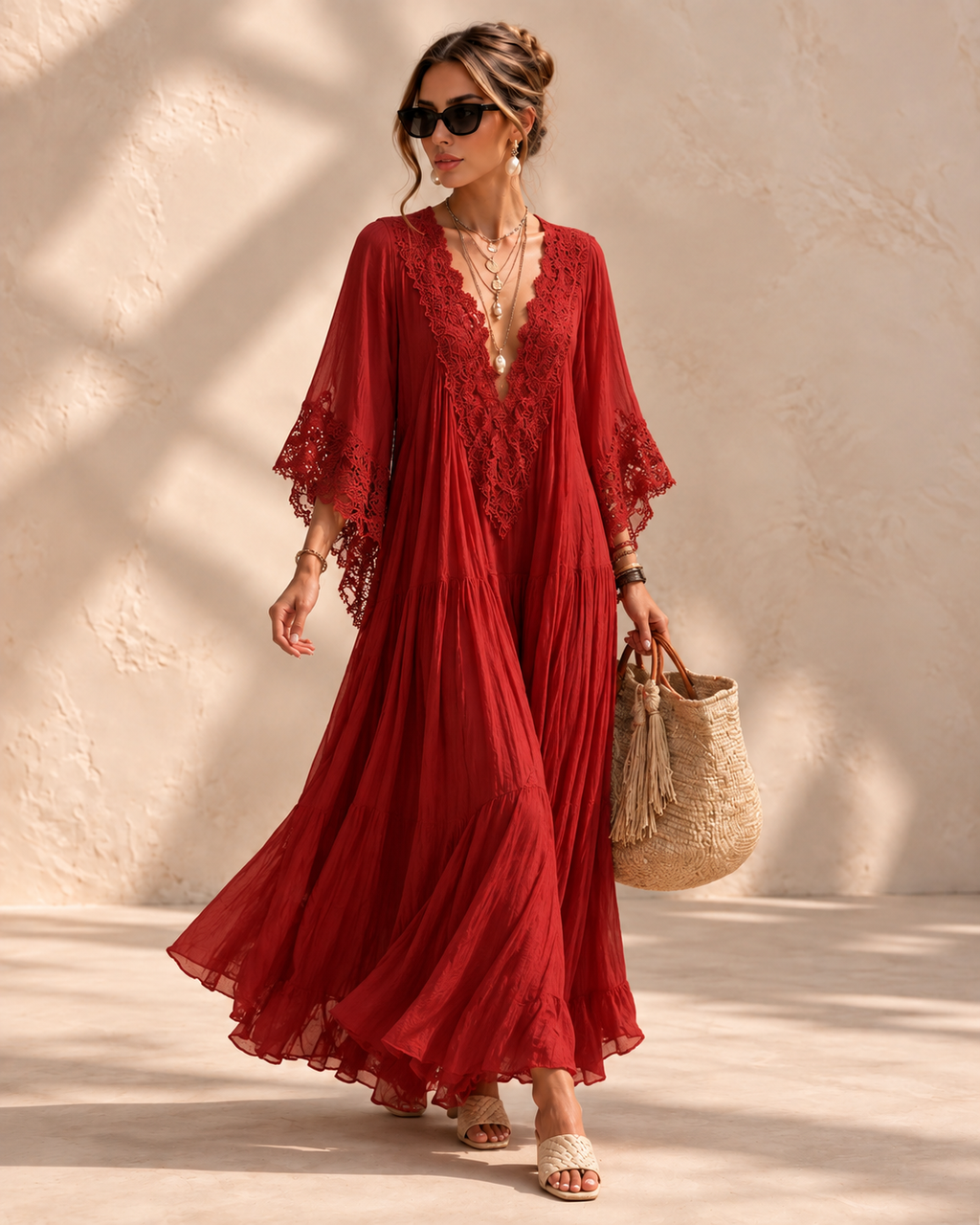Sienna™ | Kanten Maxi-jurk