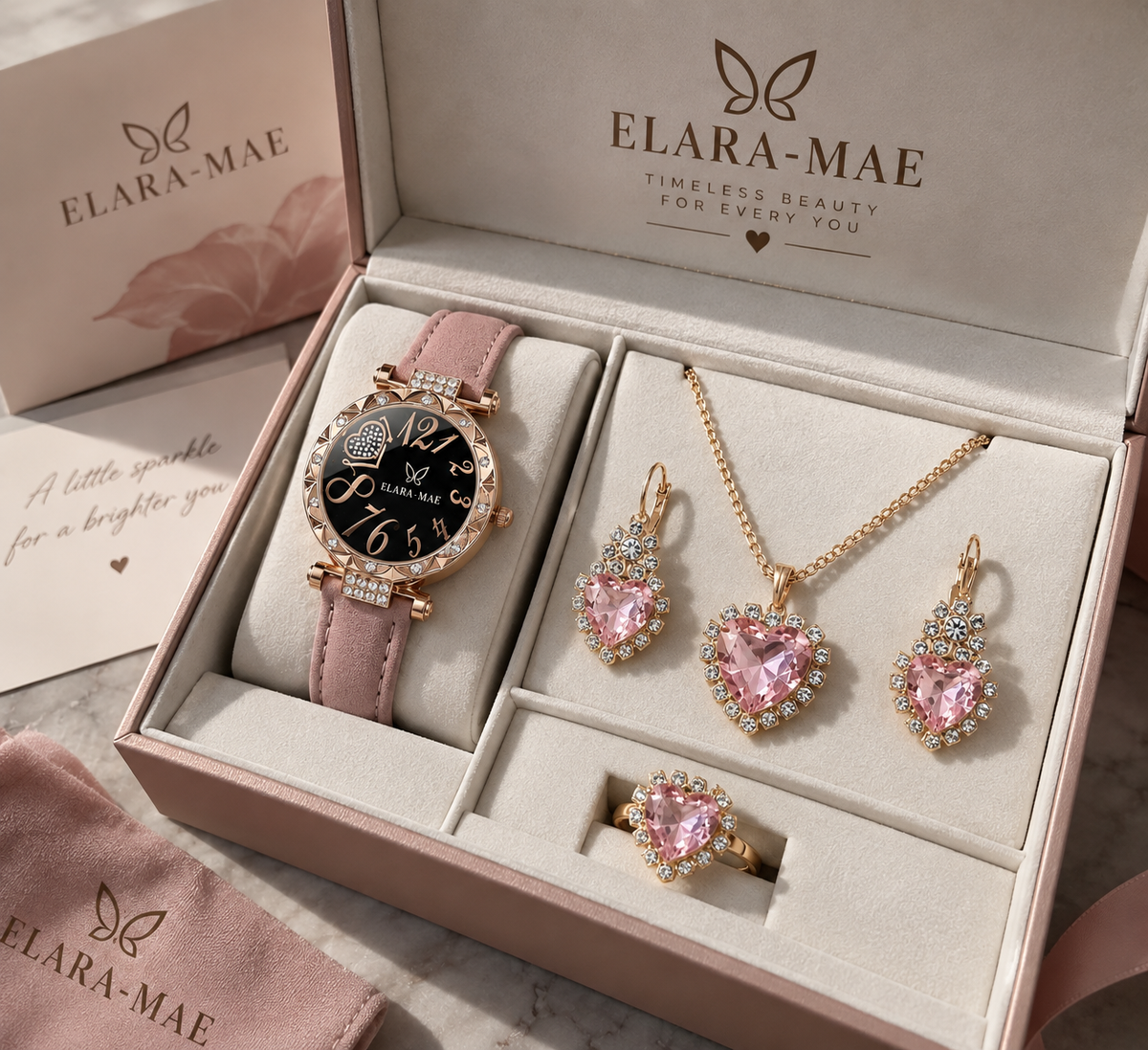 Aurelia™ | Horloge- & Sieradenset met Kristallen Hart