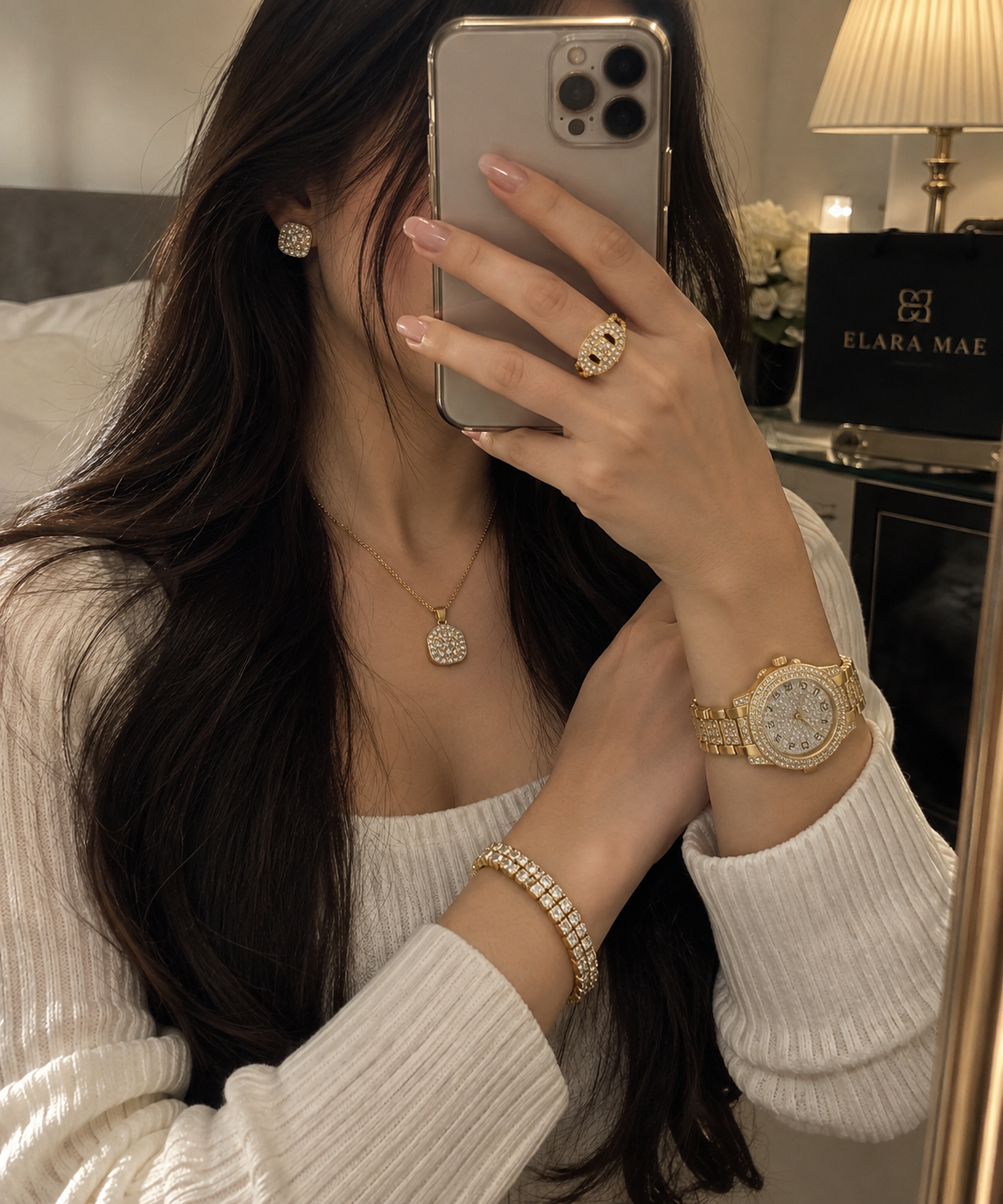 Celestia™ | Kristallen Horloge- & Sieraden Cadeauset