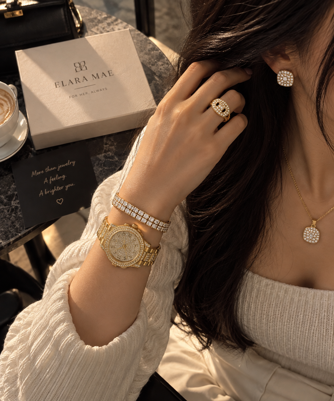 Celestia™ | Kristallen Horloge- & Sieraden Cadeauset