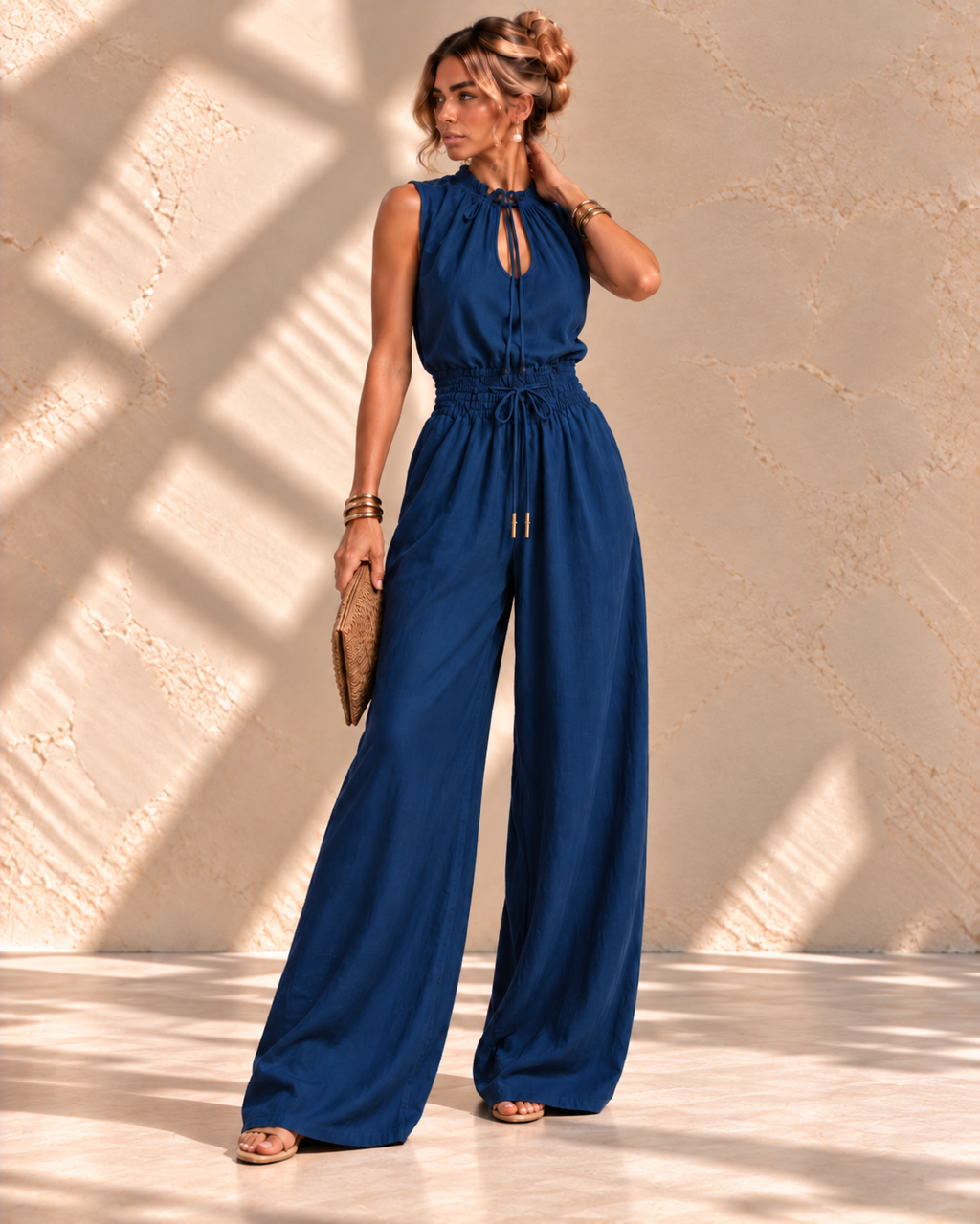 Jette™ | Mouwloze Jumpsuit met Wijde Pijpen