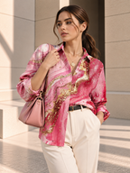 Flora™ | Tropische Flamingo Blouse met Knopen
