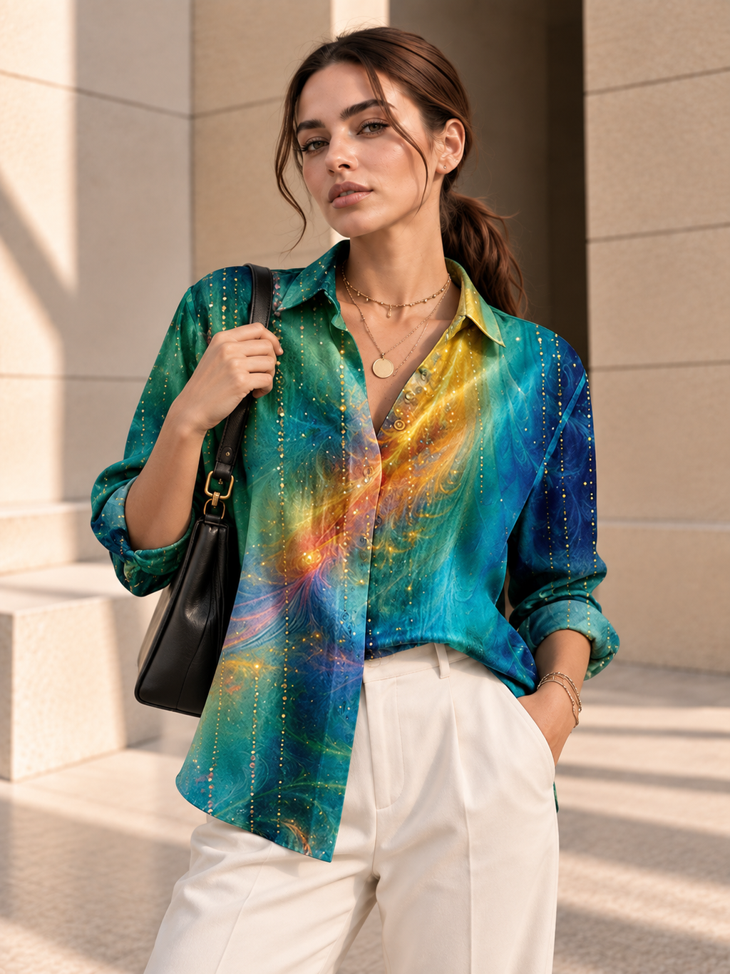 Flora™ | Tropische Flamingo Blouse met Knopen