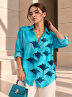 Flora™ | Tropische Flamingo Blouse met Knopen