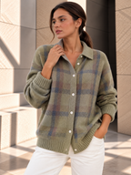 Ruby™ | Geruit Gebreid Vest met Knopen