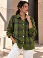 Ruby™ | Geruit Gebreid Vest met Knopen