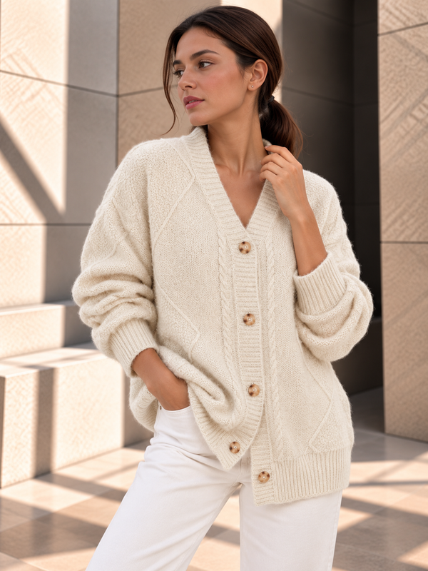 Scarlett™ | Kabelgebreid Vest met Knopen