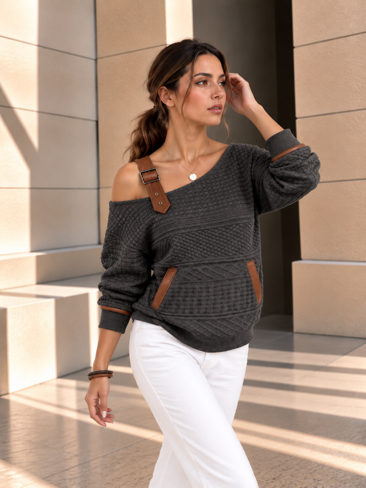 Dakota™ | One-Shoulder Sweater met Textuur