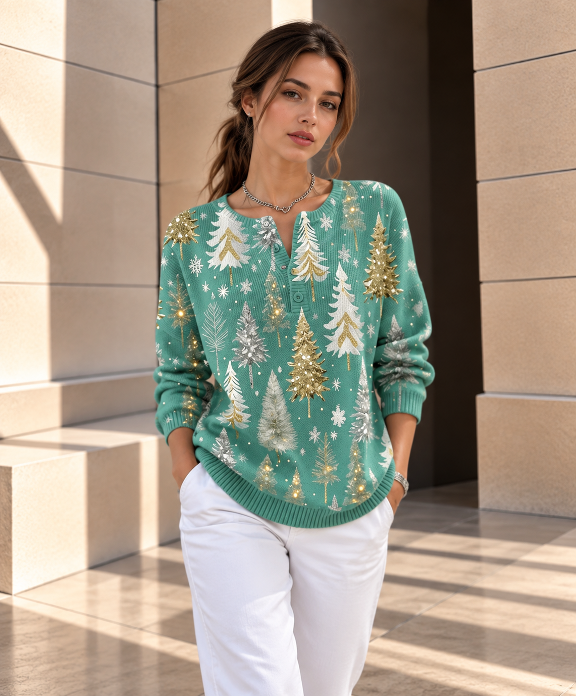 Noelle™ | Feestelijke Kersttrui met Kerstboom