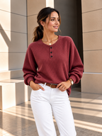Elara™ | Gebreide Henley Trui met Textuur