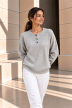 Elara™ | Gebreide Henley Trui met Textuur