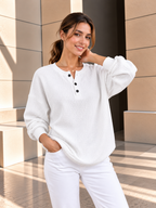 Elara™ | Gebreide Henley Trui met Textuur