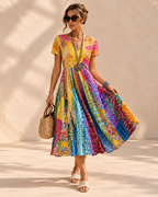 Lina™ | Buikcamouflerende Vintage Midi-jurk