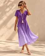Lina™ | Buikcamouflerende Vintage Midi-jurk